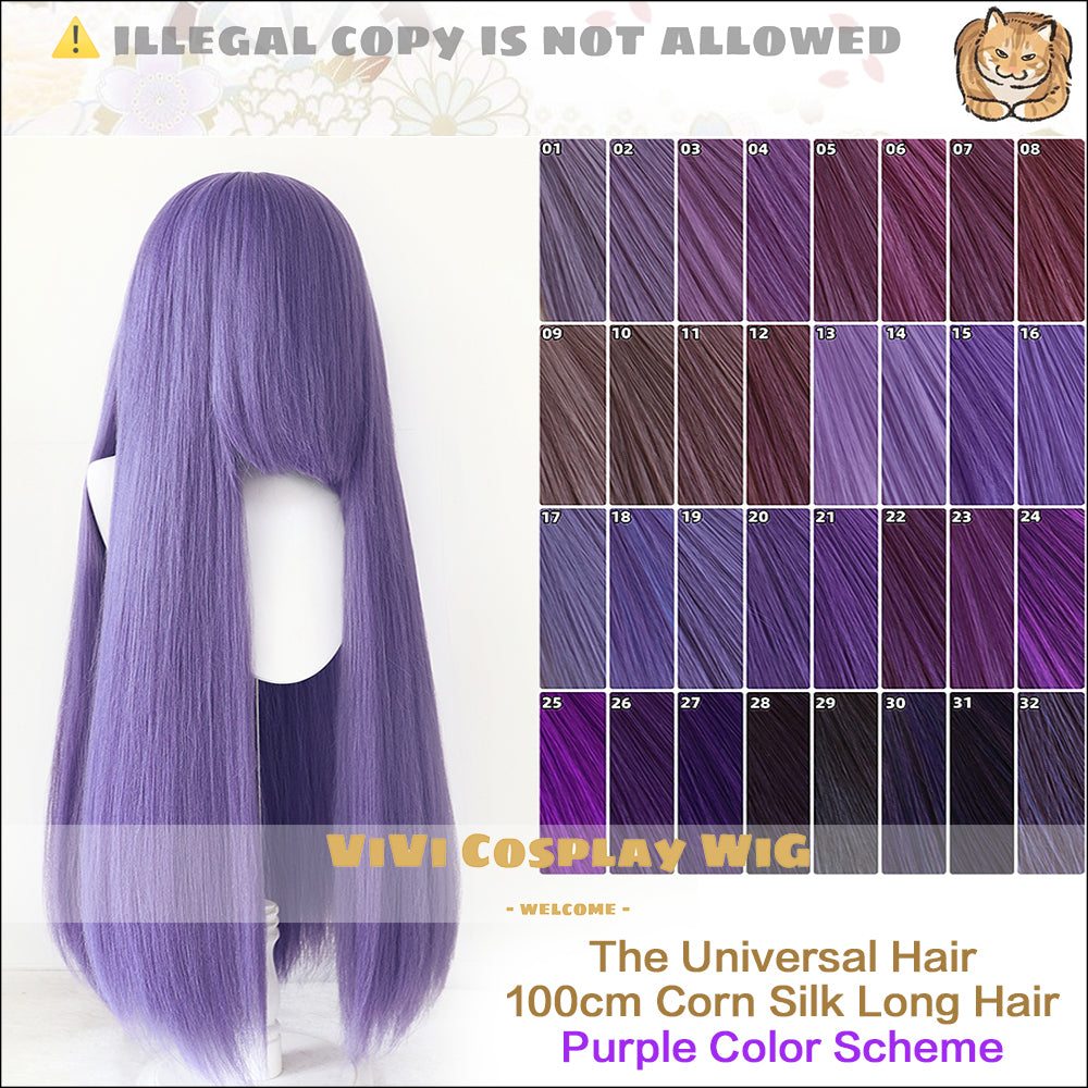 100CM Long Corn Silk Purple Cosplay Wig for Women