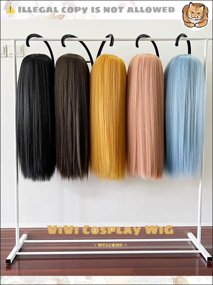 The Universal 60cm Corn Silk Medium Hair cosplay wigs in various colors, showcasing high-quality materials and styling options.