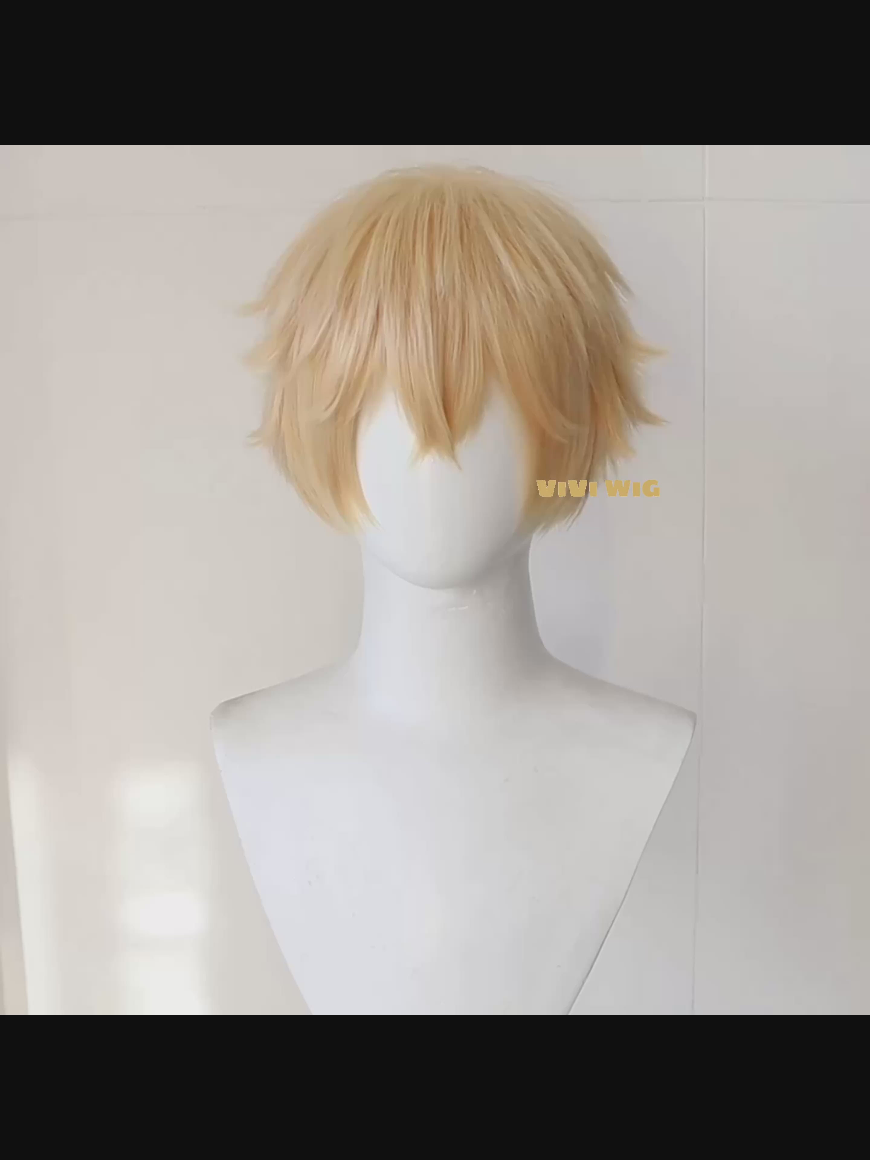 Soft Golden Color Short Wig for Men's Anime Cosplay