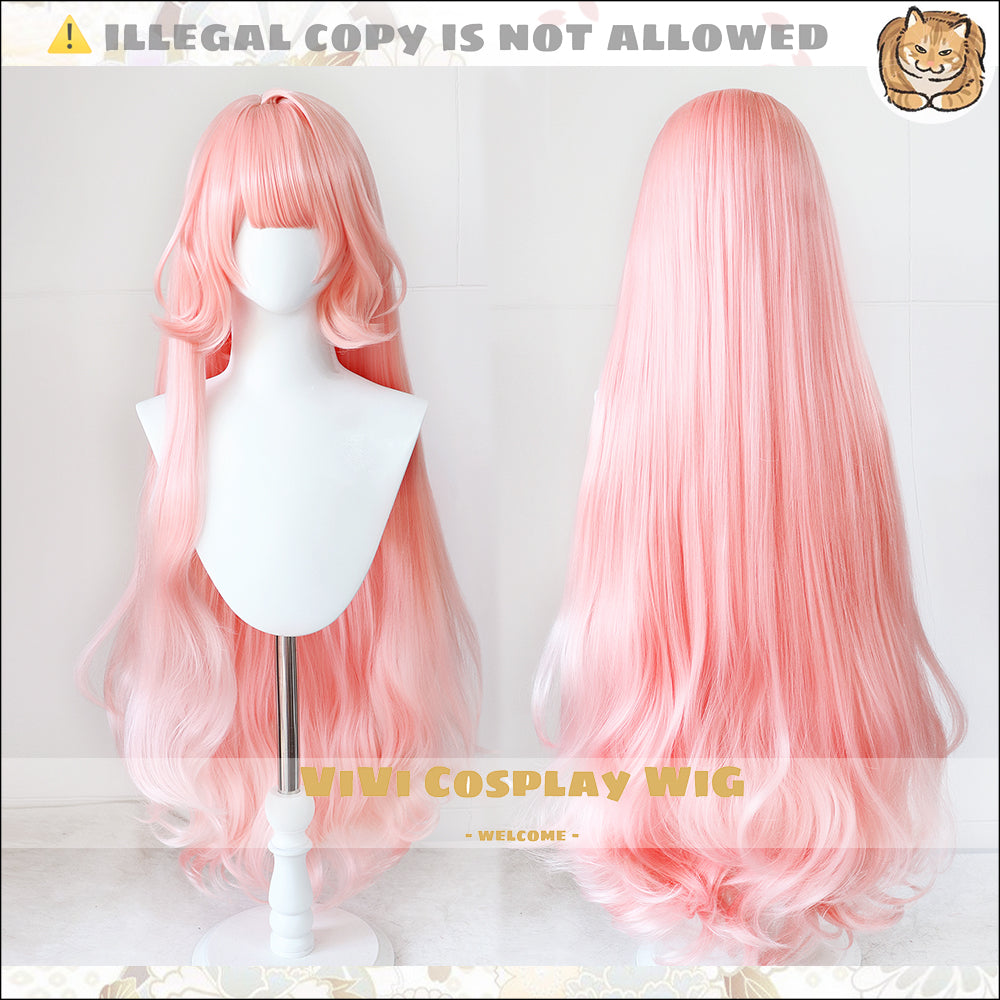 Wig styled on mannequin showing Lemuen's signature anime hairstyle
