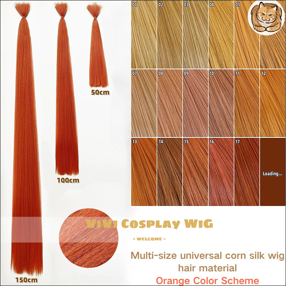 Orange corn silk wig wefts for cosplay styling