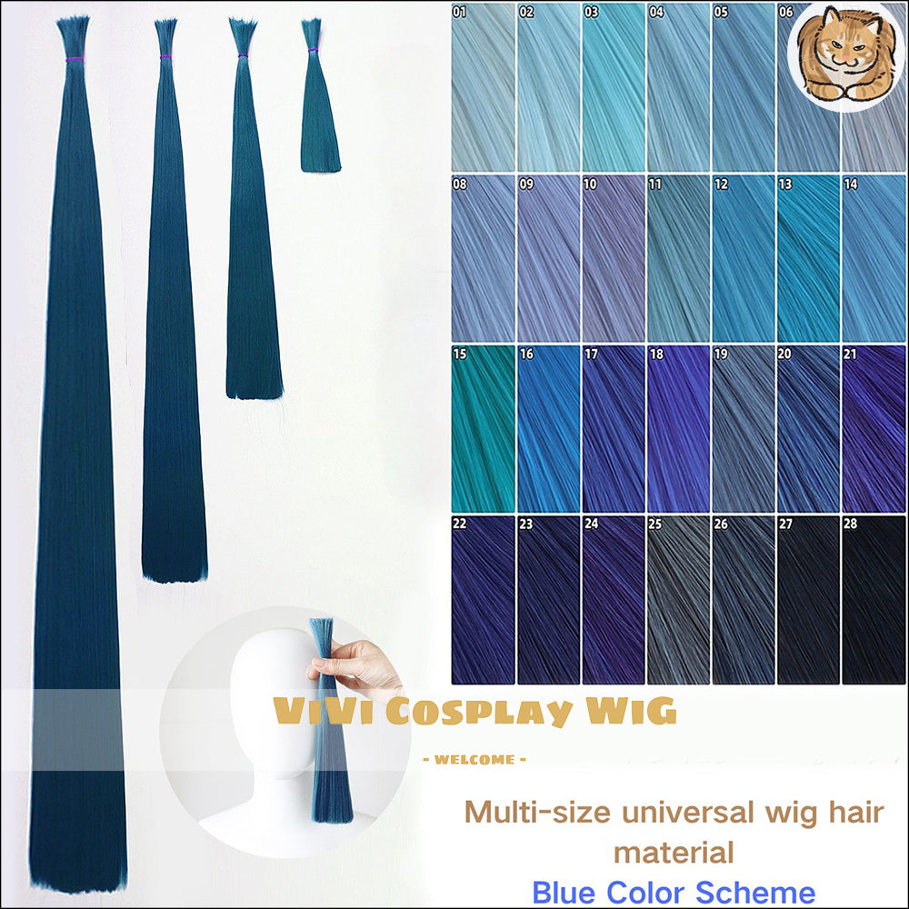 Multi-Size Universal Blue Wig Hair Material