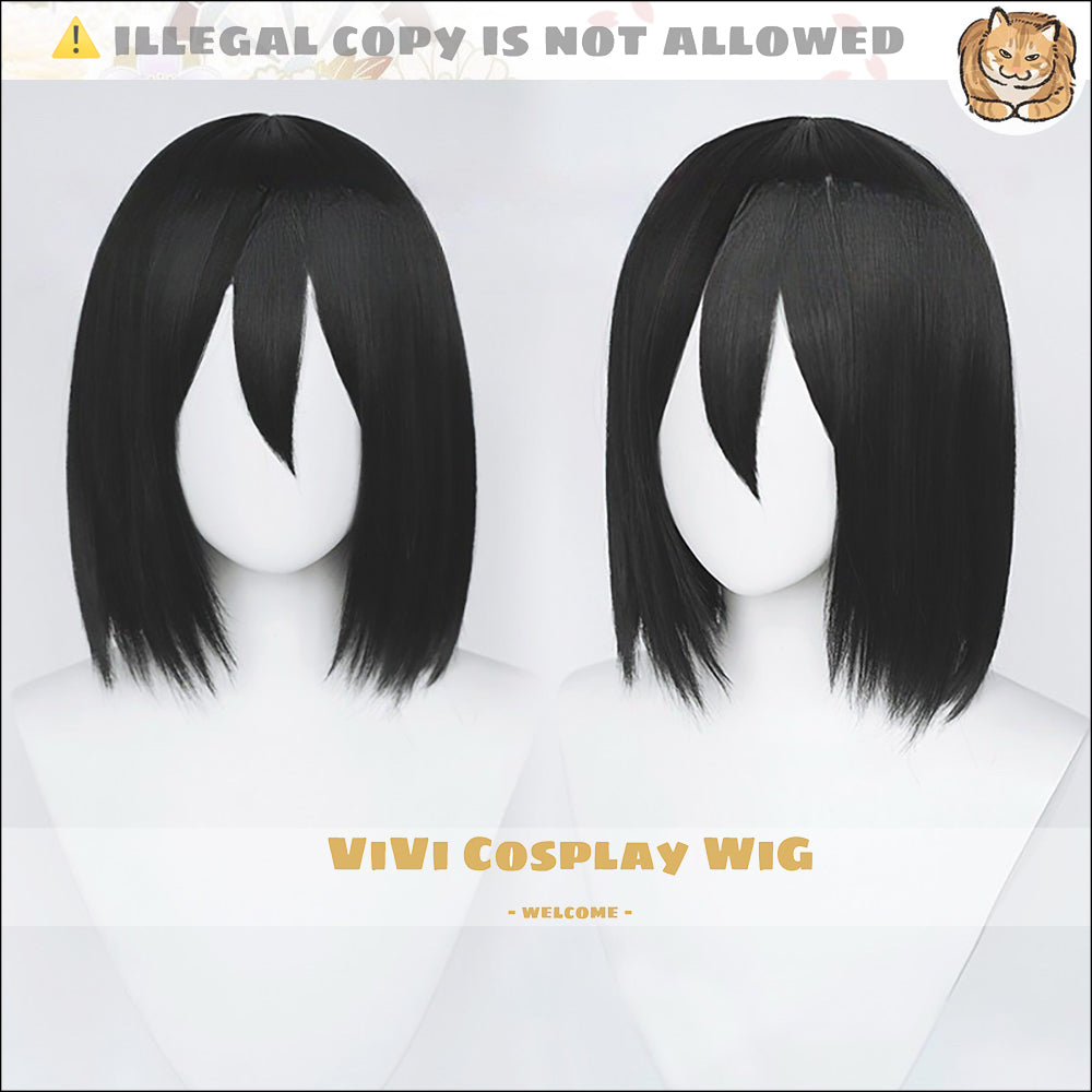 Attack on Titan Mikasa Ackerman Natural Black Cosplay Wig