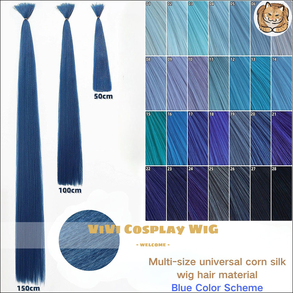 Blue corn silk wig wefts for anime cosplay