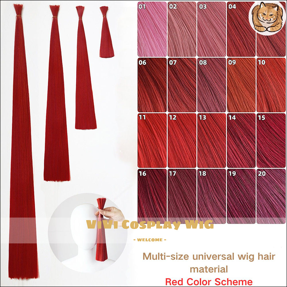 Multi-Size Universal Red Wig Hair Material