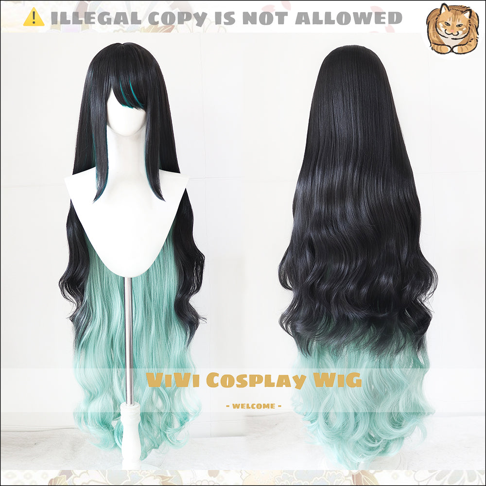 Wig styled on mannequin showing anime character look