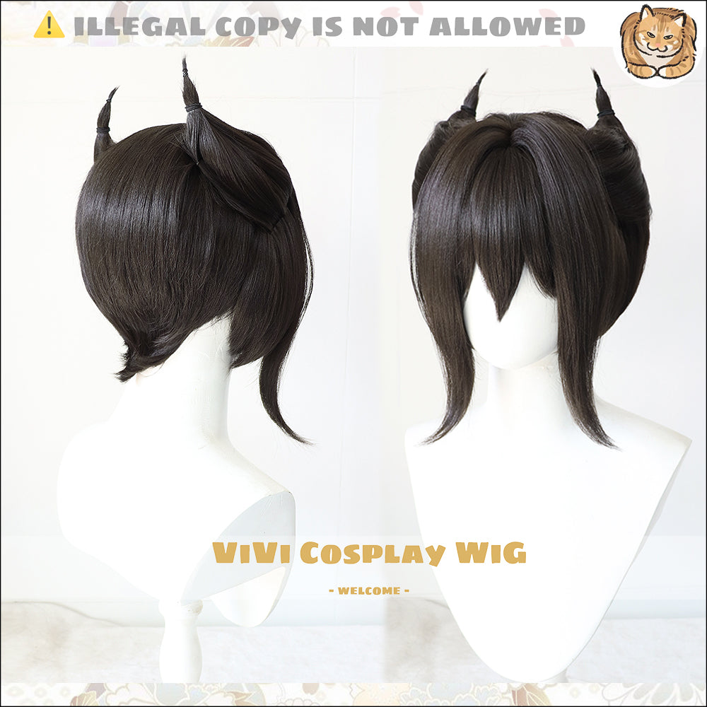 Entelechia wig styled on mannequin for accurate game character representation