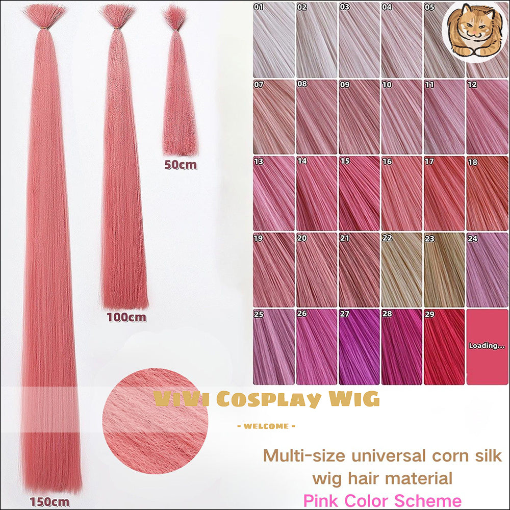 Pink corn silk wig wefts for anime cosplay