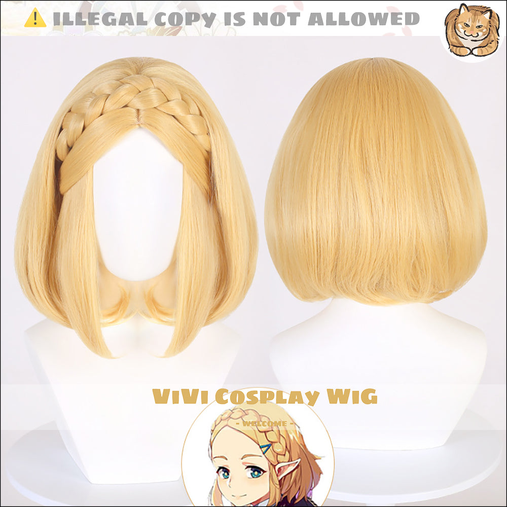 Zelda gold short cosplay wig for women