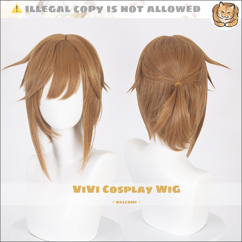 Link cosplay short brown wig for men