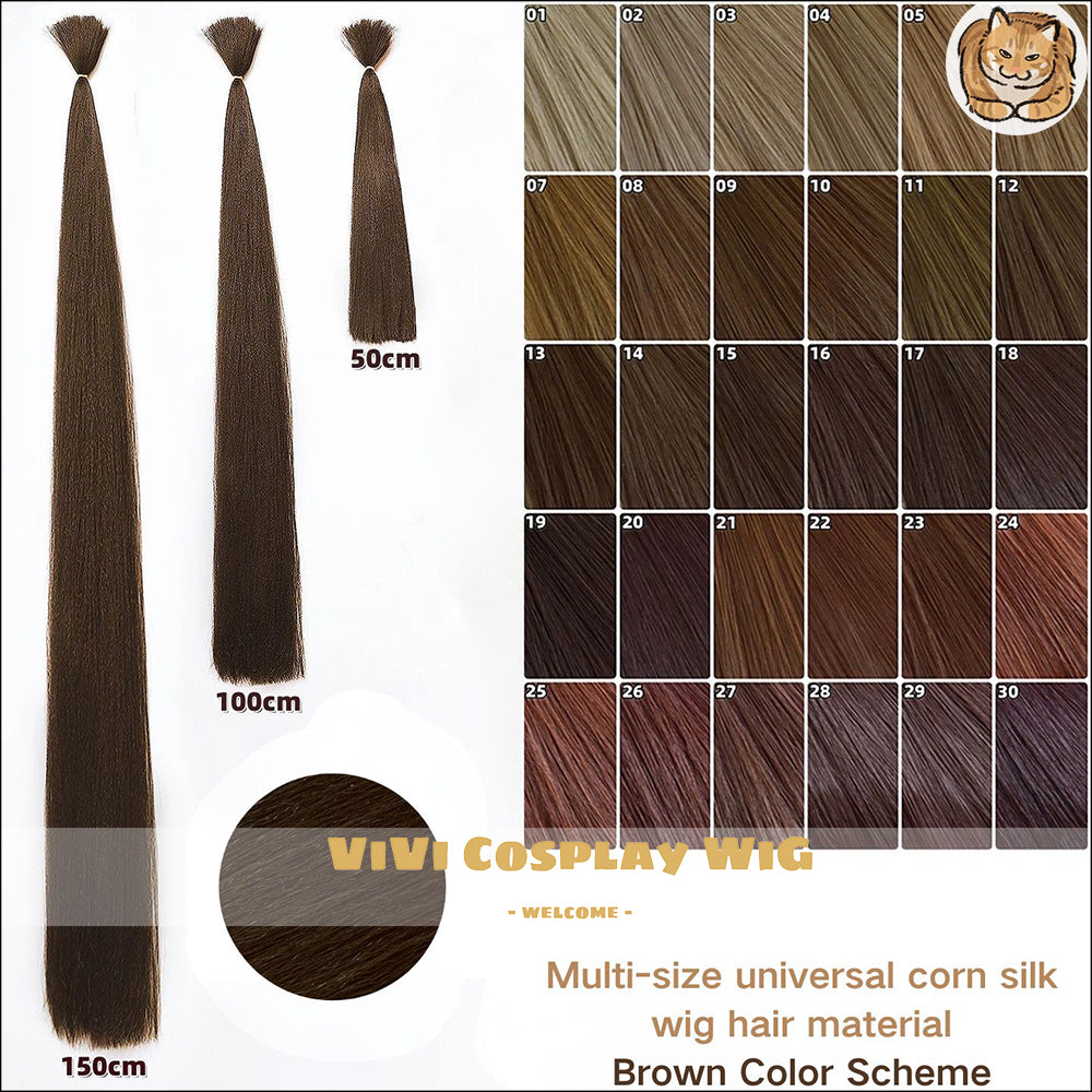 Natural brown corn silk wig wefts for anime cosplay