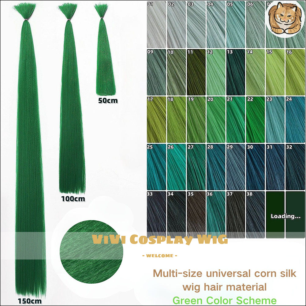 Green corn silk wig wefts for anime cosplay