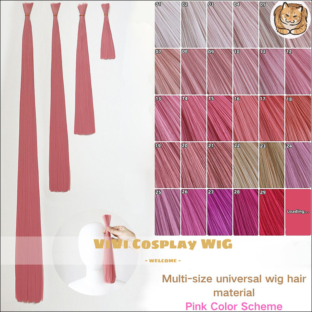 Multi-Size Universal Pink Wig Hair Material