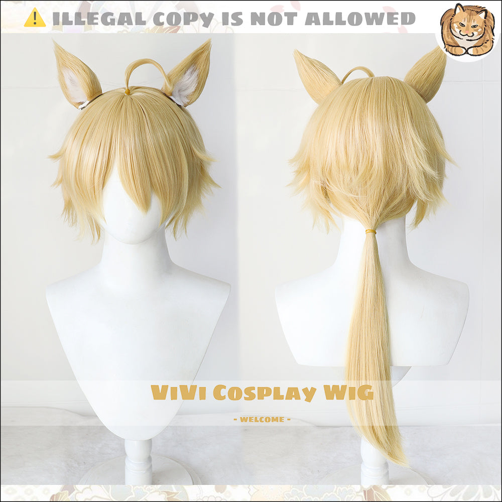 Wig styled on mannequin showcasing Mlynar's official game hairstyle