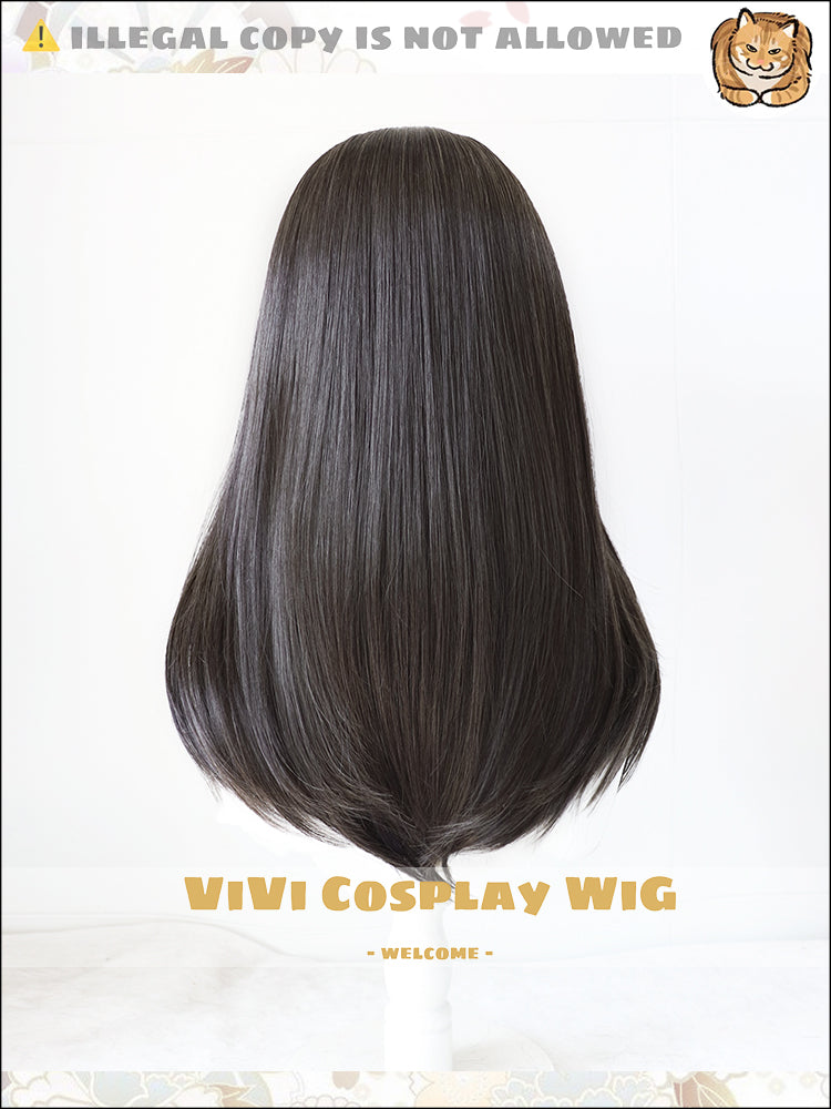 Back view demonstrating medium length and texture of Priestess cosplay wig