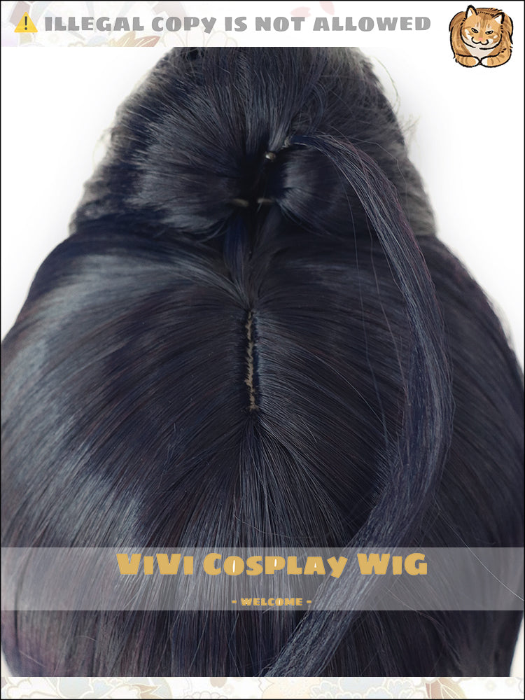 Close-up of indigo and slate hair fibers detail