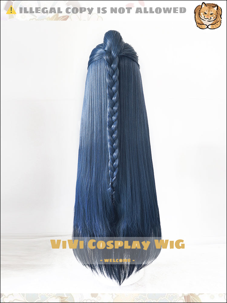 Back view demonstrating long length and ocean-inspired wave pattern