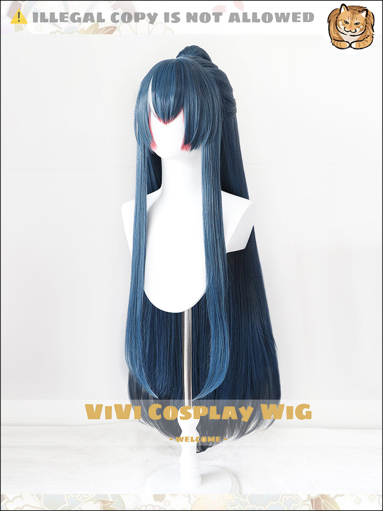 Side profile showing teal to seafoam green color transition on Ling character wig