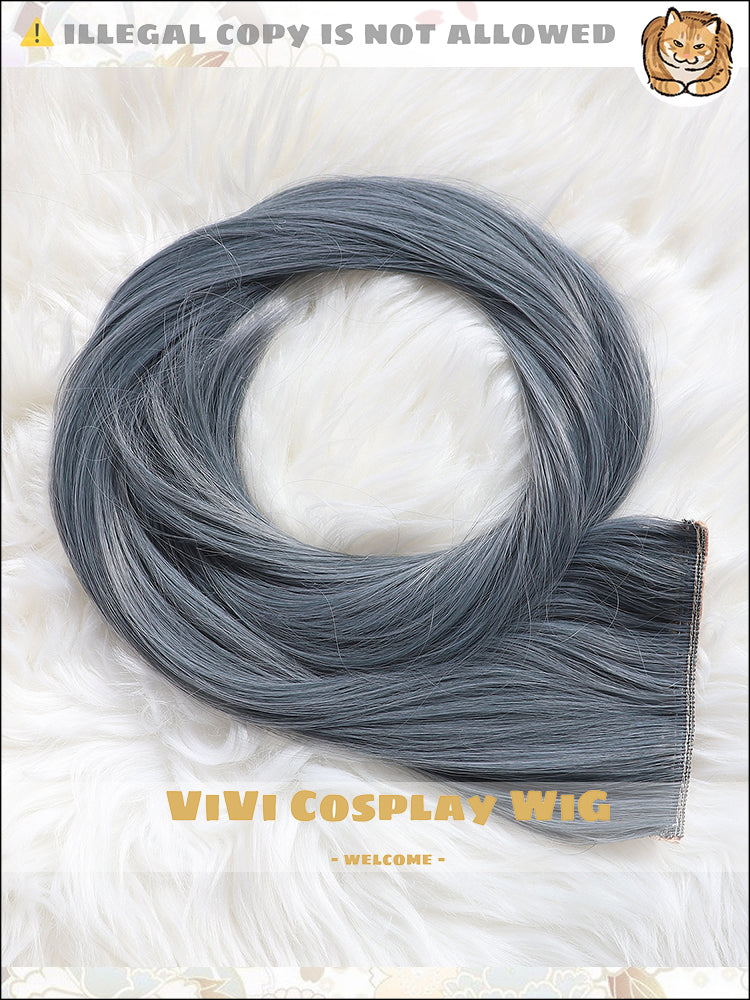 Close-up of official color details and hair texture on Logos wig