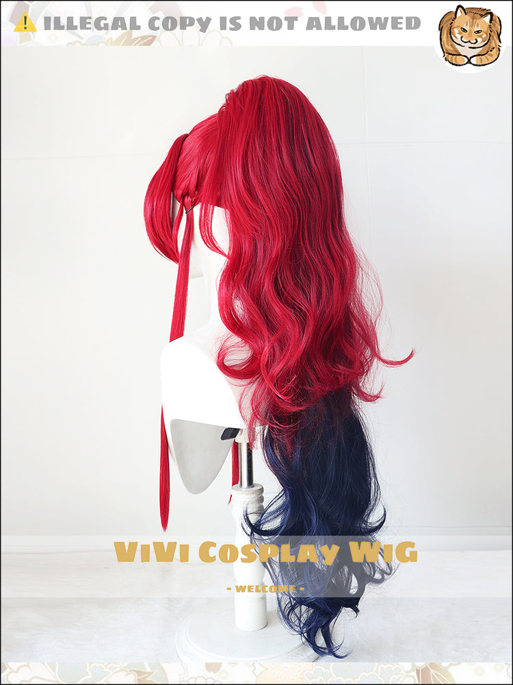 Side profile showing flame ombre color transition on Yu wig