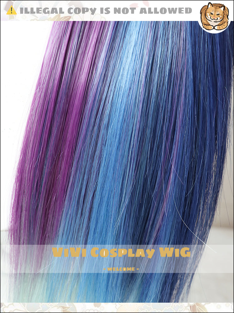 Close-up of multi-blend ombre details and color fusion on Mostima wig