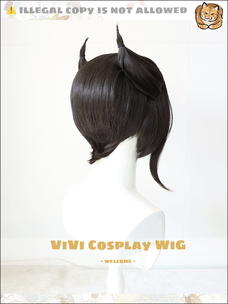 Back view demonstrating texture and volume of Entelechia cosplay wig