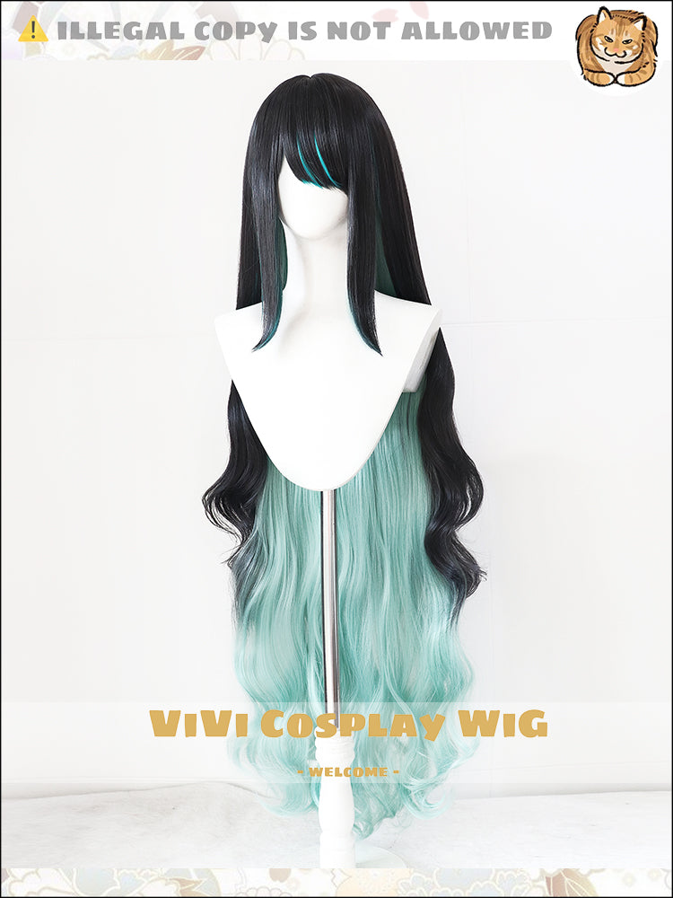Side profile showing green peekaboo highlights and length