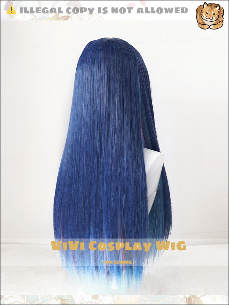 Back view demonstrating long length and texture of Mostima cosplay wig